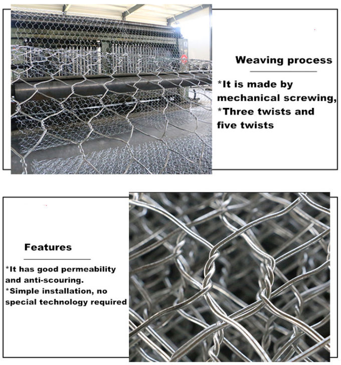Тяжелым стена ячеистой сети корзин 2.8mm сетки Gabion шестиугольника цинка заполненная камнем 0