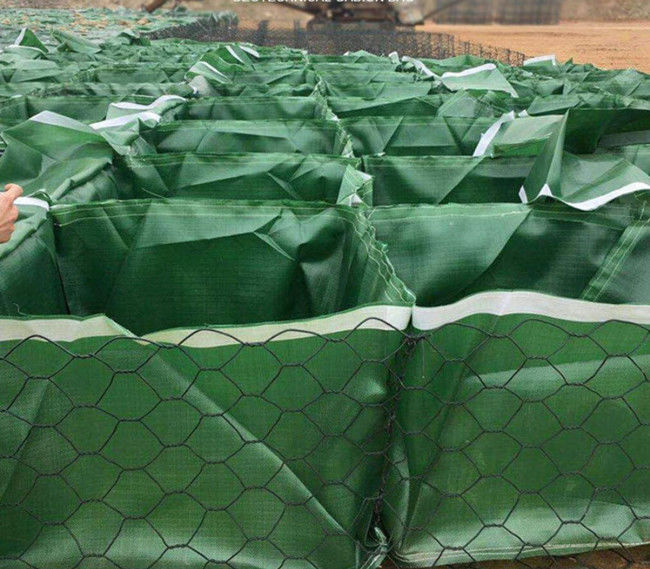 Клетка корзины ISO 80x100mm шестиугольная Gabion SGS с зеленой сумкой Geotexile 0