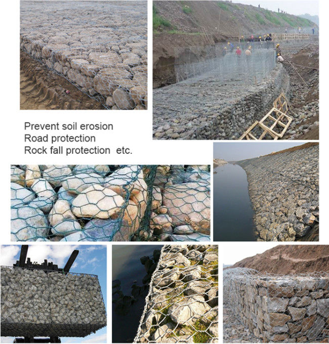 Проволочная изгородь коробок 100mmx120mm ISO 9001 6m гальванизированная Gabion заполненная камнем 1