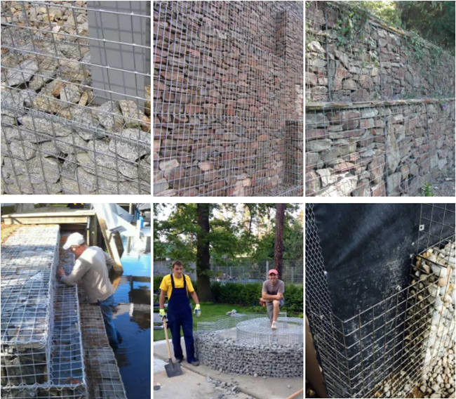 4 x 1 x 1 m благоустраивая стену сварил сетку Gabion с проводом 4mm спиральным 3