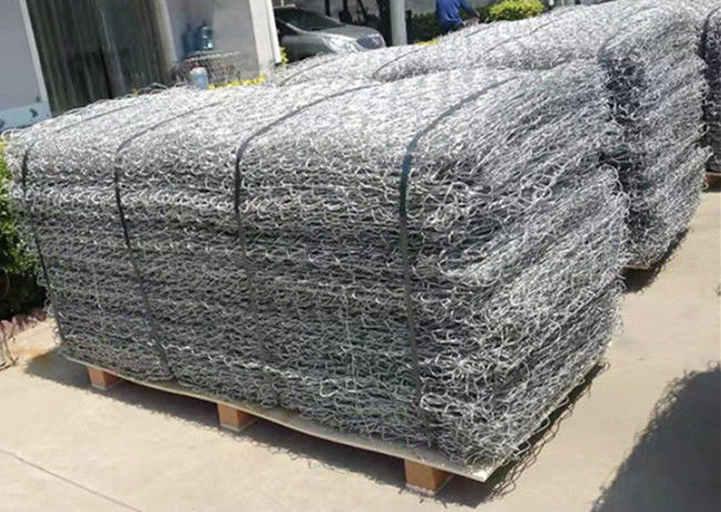 Провод Galfan цвета циновок Gabion камня отверстия шестиугольника 6 x 8cm серебряный с диафрагмами 1