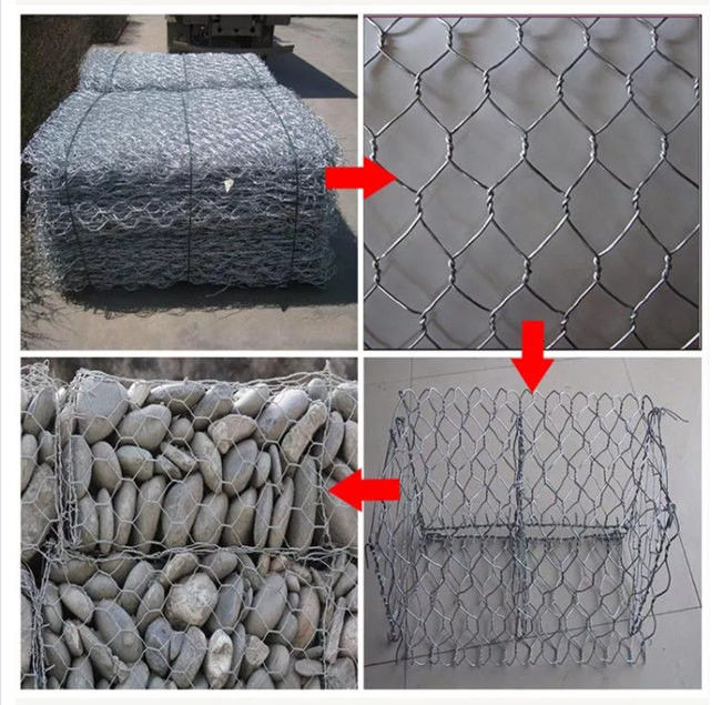 покрытый цинком камень регулирования паводковых вод Gabion коробки 270g/M2 заполнил 3m x 1m x 0.5m 1