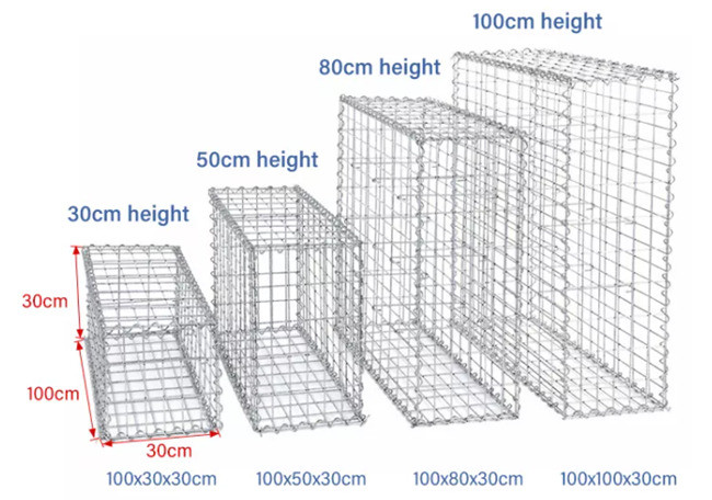 100 x 80 x 30cm гальванизированная коробка Gabion сварили усиленную загородку камня 1